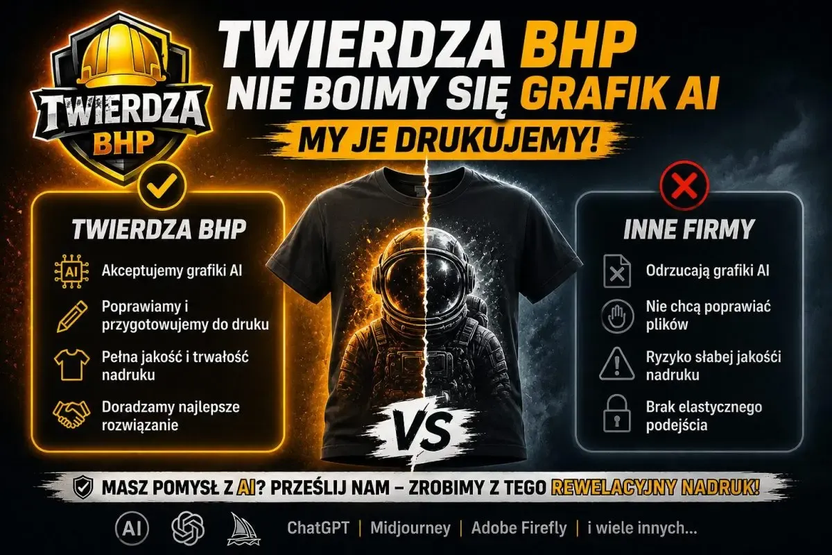 Grafika AI na koszulkę - Twierdza BHP