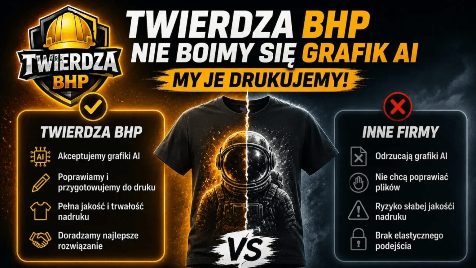 Grafika AI na koszulkę - Twierdza BHP