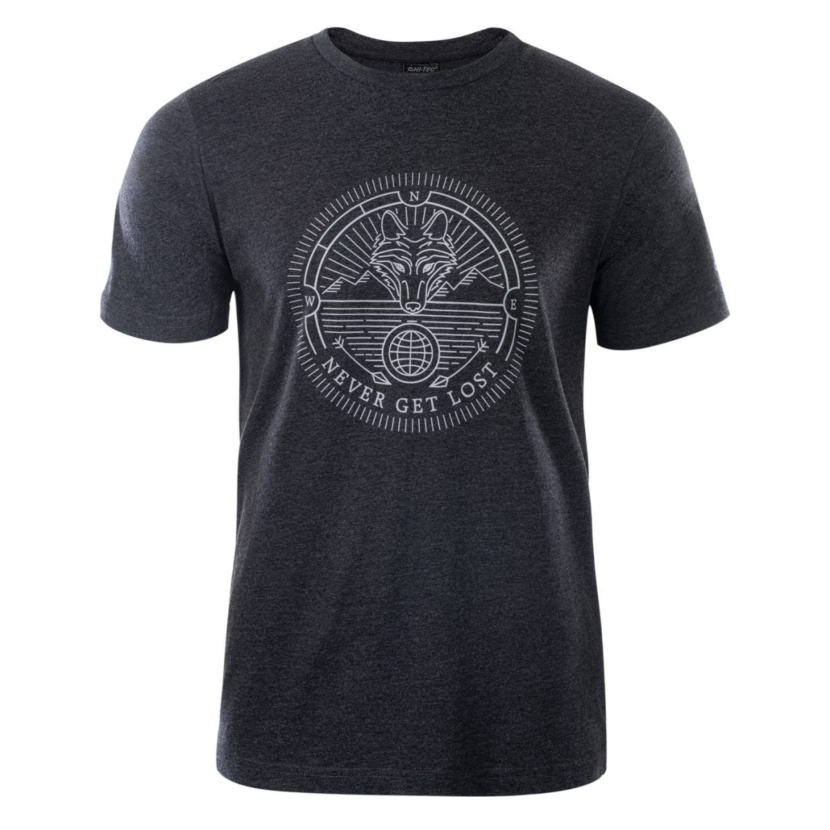 Męska Koszulka z krótkim rękawem CANID HI-TEC DARK GREY MELANGE CASUAL