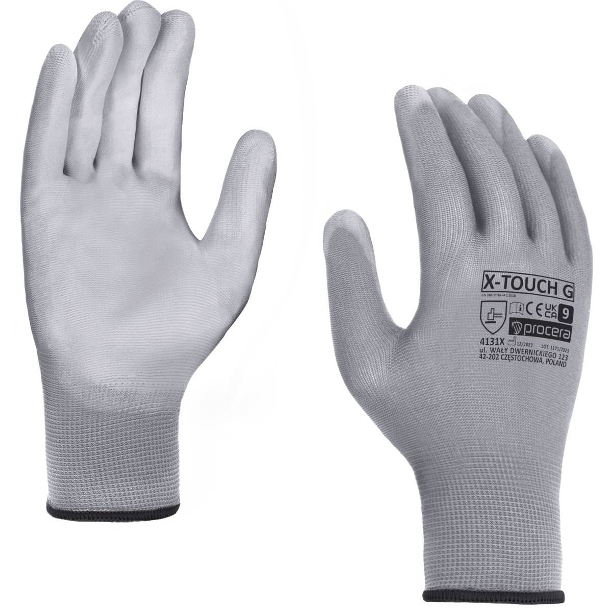 RĘKAWICE ROBOCZE X-TOUCH GREY POWLEKANE POLIURETANEM SZARE 6-11