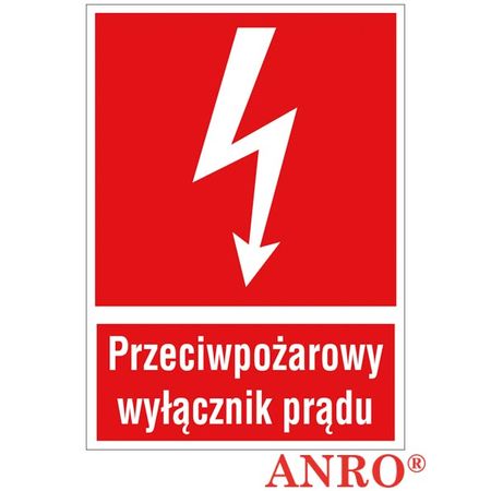 Znak ochrony PPOŻ Przeciwpożarowy wyłącznik prądu ZZ-31P