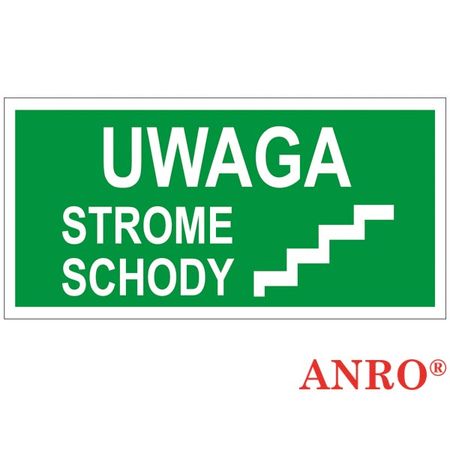 Znak ewakuacyjny Uwaga strome schody ZZ-53E