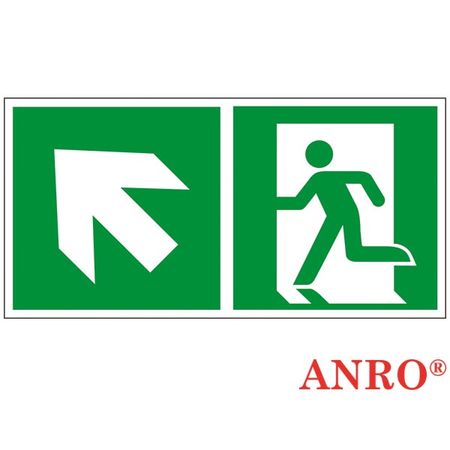 Znak ewakuacyjny „Kierunek do wyjścia w lewo i w górę (za drzwiami) Z-E001-3