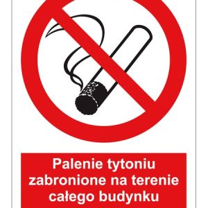 Znak ochrony PPOŻ Palenie tytoniu zabronione na terenie całego budynku ZZ-12P-4