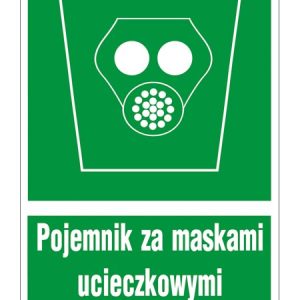 Znak ewakuacyjny Pojemnik za maskami ucieczkowymi ZZ-19E