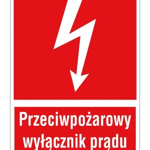 Znak ochrony PPOŻ Przeciwpożarowy wyłącznik prądu ZZ-31P