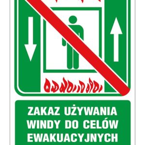 Znak ewakuacyjny Zakaz używania windy do celów ewakuacyjnych ZZ-50E