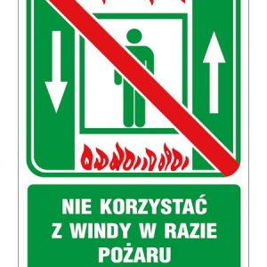 Znak ewakuacyjny Nie korzystać z windy w razie pożaru ZZ-51E