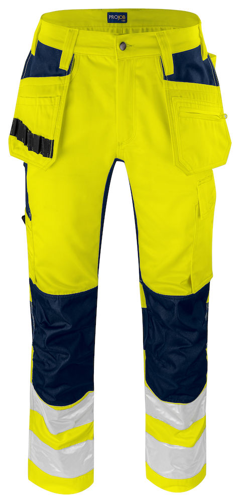SPODNIE DO PASA ZE STRETCHEM - EN ISO 20471 KLASA 2 6570 PROJOB YELLOW/ NAVY